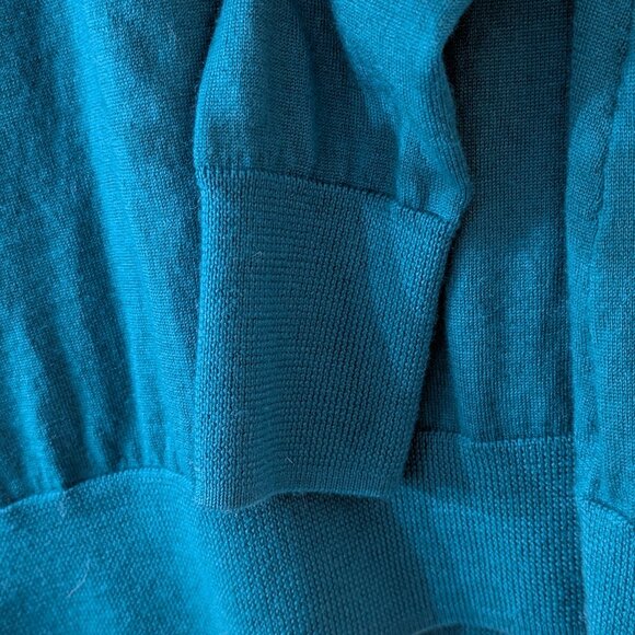 Halogen 100% Merino Wool Teal V-neck Button Cardigan Sweater | LG Petite | EUC - Picture 4 of 8